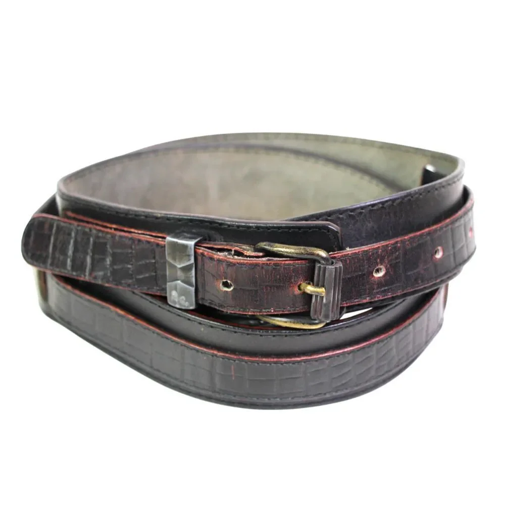 Gianni Versace BLACK REAL LEATHER 1 3/8